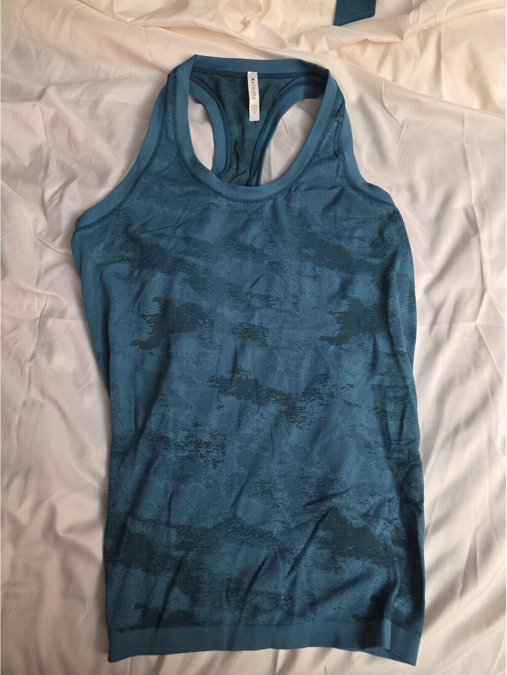 Athleta Momentum Seamless Tank Top Women Large Blue Camo Racerback
